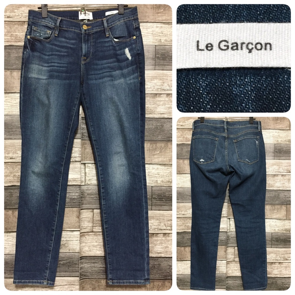Frame Denim Le Garcon Jeans Women’s 26 (W30 L28.5) Blue Denim Stretch